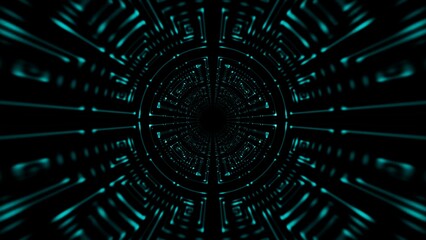 Symmetrical Cyan Color Modern Pattern Tunnel Overlay Background