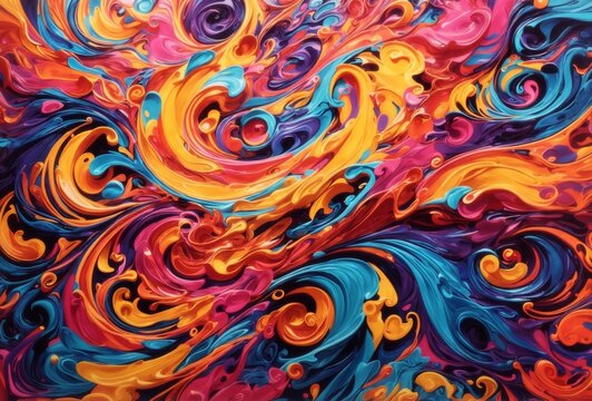 Color Splash Series Fractal Paint And Rich Texture - A Journey Into Imagination, Creativity, Abstract Background With Circles, Colorful Background | AI-GENERATED 
