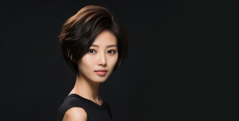 Young attractive Asian woman with short and perfect beautiful hair.