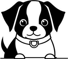 A cute cartoon dog icon on a white background. AI-Generated.