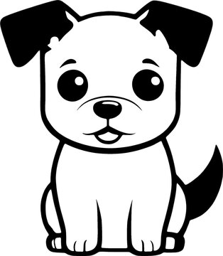 A cute cartoon dog icon on a white background. AI-Generated.
