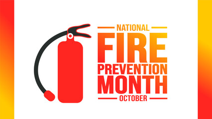 October is National Fire Prevention Month background template. Holiday concept. background, banner, placard, card, and poster design template with text inscription and standard color.