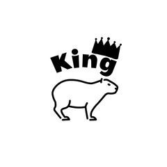 Capybara King. Sublimation illustration, logo, sticker.