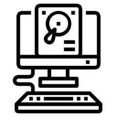 Computer technology icon symbol vector image. Illustration of the dekstop monitor display design image