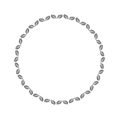 Scandi wreath in quirky vector style isolated on white background. Decorative frames for playful antique graphics. Monochrome ornate quirky illustration. 