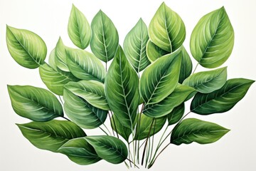 Fototapeta na wymiar Leaves and foliage. Watercolor tropical plants and leaves. Isolated