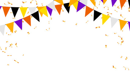 triangle pennants chain and confetti for halloween party color concept. birthday, celebration, carnival, anniversary and decoration - 651633982