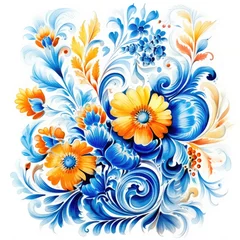 Papier Peint photo Portugal carreaux de céramique retro vintage ornate ornament tile glazed portuguese mosaic pattern floral blue square art