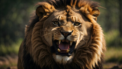 portrait of an angry lion