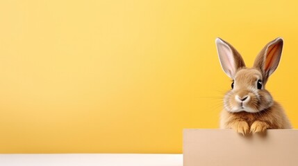 Fototapeta na wymiar cute animal pet rabbit or bunny smiling and laughing isolated with copy space for easter background, rabbit, animal, pet, cute, fur, ear, mammal, background, celebration, generate by AI