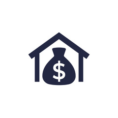 mortgage icon with a house and money