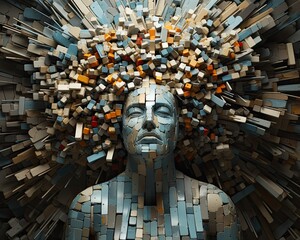 Concept of stress and mental disorder. Generative AI