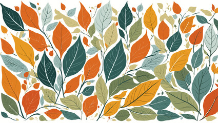 Leaves illustration in scandinavian art style. Nature inspired illustration on white background for design
