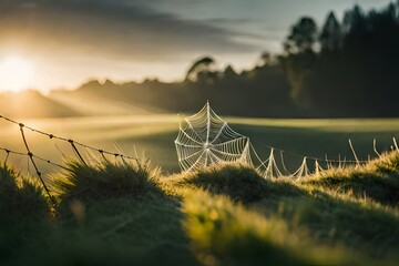 spider web in the morning