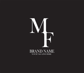 MF letter logo.Alphabet letters Initials Monogram logo. backround with black.
