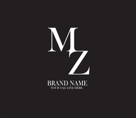 MZ letter logo.Alphabet letters Initials Monogram logo. backround with black.