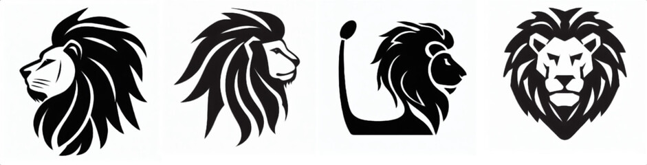 Obraz premium Icons on lions in black and white