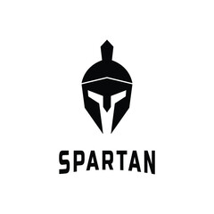 Helmet spartan silhouette logo design idea