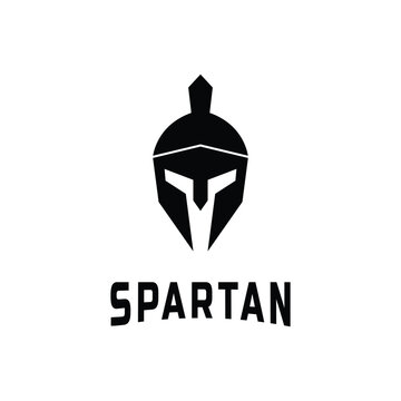 Helmet spartan silhouette logo design idea