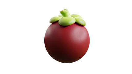 Fresh mangosteen tropical fruits violet color 3D rendering