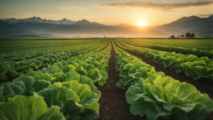 Field of  organic lettuce ,  organic foods / Eco agriculture  theme 