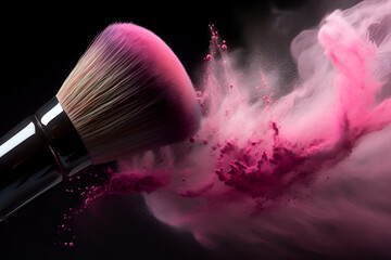 Close-up of brush crushed cosmetic with splash