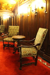 A room with chairs and a table