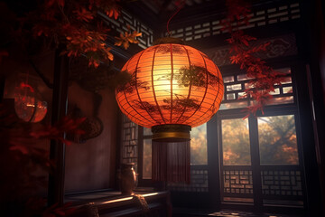 Traditional china festival red lantern - obrazy, fototapety, plakaty