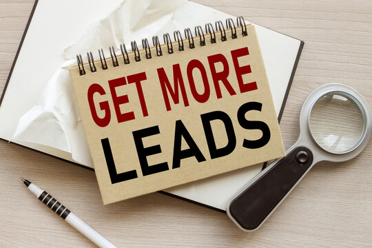 get more leads . craft notepad with a spring. text on the page