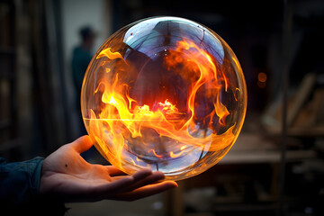 Hyper-Realistic Elemental Soap Bubble: fire [3:2]