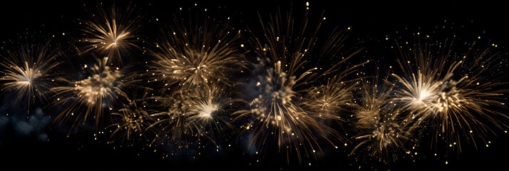 Naklejka premium Fireworks in the Nightsky, couple watching the new year, colorful and magic - The New Year Series