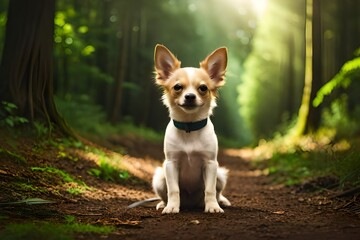 a Chihuahua dog ,in jungle