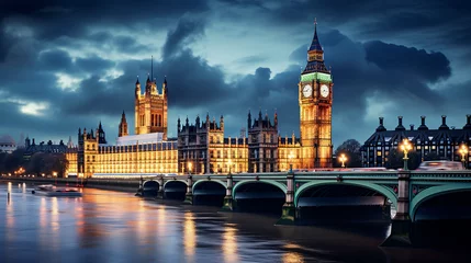 Foto op Plexiglas Big Ben and the Houses of Parliament at night in London © Sajida