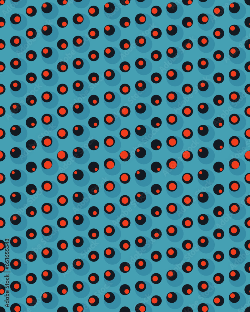 Poster Dots on a turquoise background. Vector pattern of variegated dots.