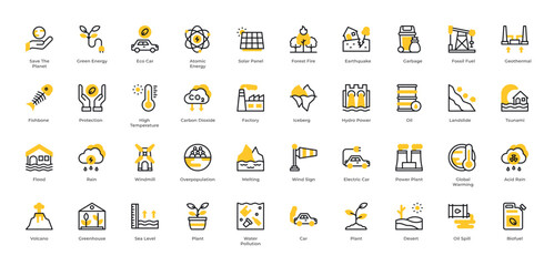 Climate Change Icons. Editable Stroke	
