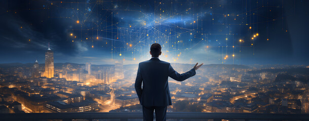 A businessman visualizing a future with Technology