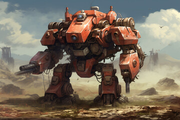 soldier in mecha suit, war robot fighter
