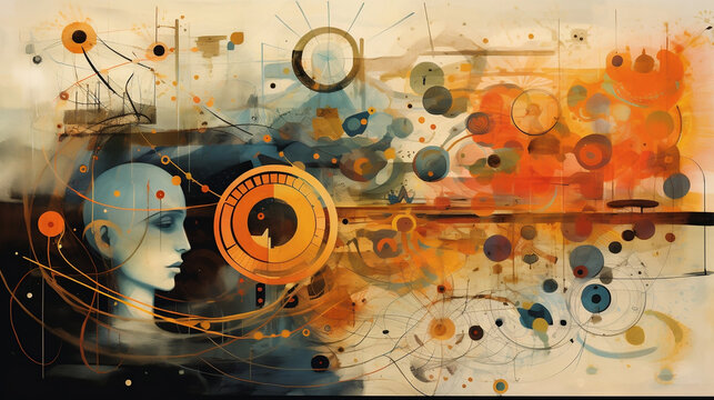Wallpaper: Gesicht und Elemente im Bauhaus Stil 