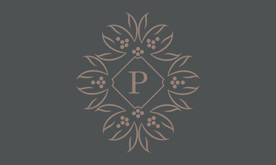 Vintage emblem. Letter P logo template. Vector monogram