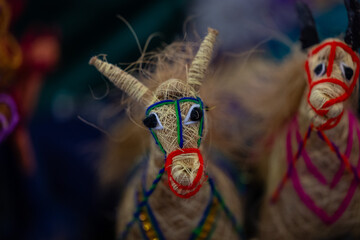 Handicraft Jute art, handmade horse made with jute in display at trade fair.