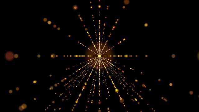 Abstract Background Video | golden light partical tunnel animation.