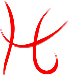 Letter H Icon Symbol, Vector drawing in red on a clear background