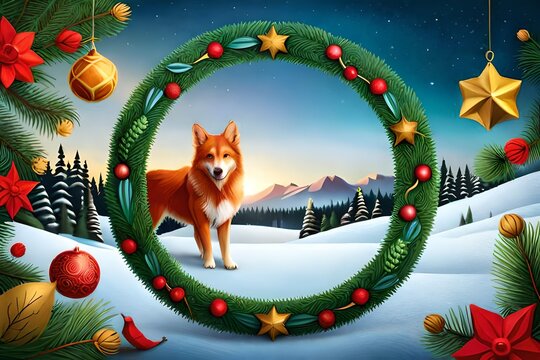 christmas card with dog