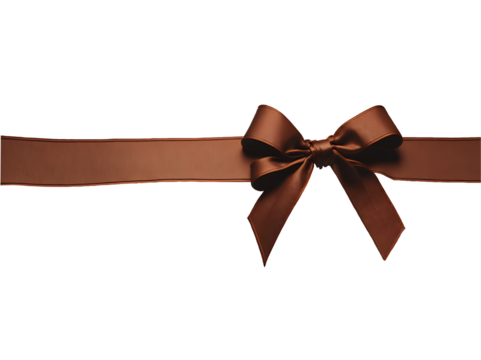 Brown ribbon with knot transparent background