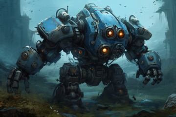 Fototapeta premium soldier in mecha suit, war robot fighter