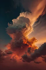 Gordijnen Cloudly sunset landscape wallpaper © Kislinka_K