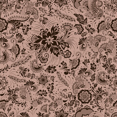 Seamless Pattern Mehndi Ornament with Floral