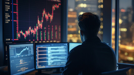 businessman viewing stock charts