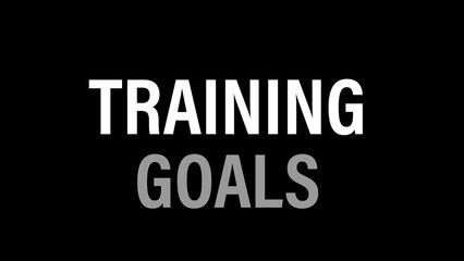 Training goals written on black background  - obrazy, fototapety, plakaty