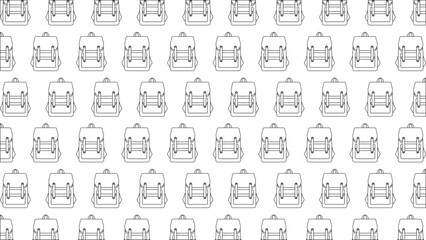 Backpack line pattern vector illustration, flat back to school line pattern background vector art isolated on a white background